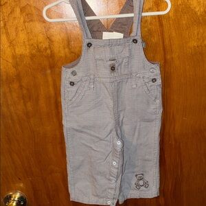 Gray Kids Overalls with Bear Embroidery